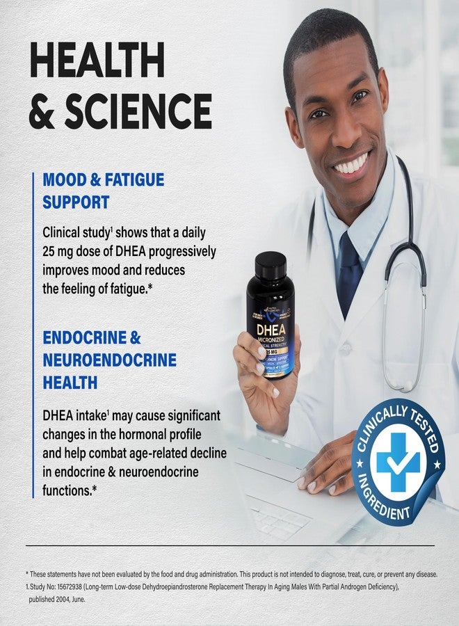 NUTRAHARMONY DHEA 25mg - Micronized DHEA Supplement for Women & Men - Clinically Proven Strength & Bioavailable - Healthy Aging, Hormone Balance & Energy Level Support - Vegan & NON-GMO - Made in USA, 120 Capsules - Image 4