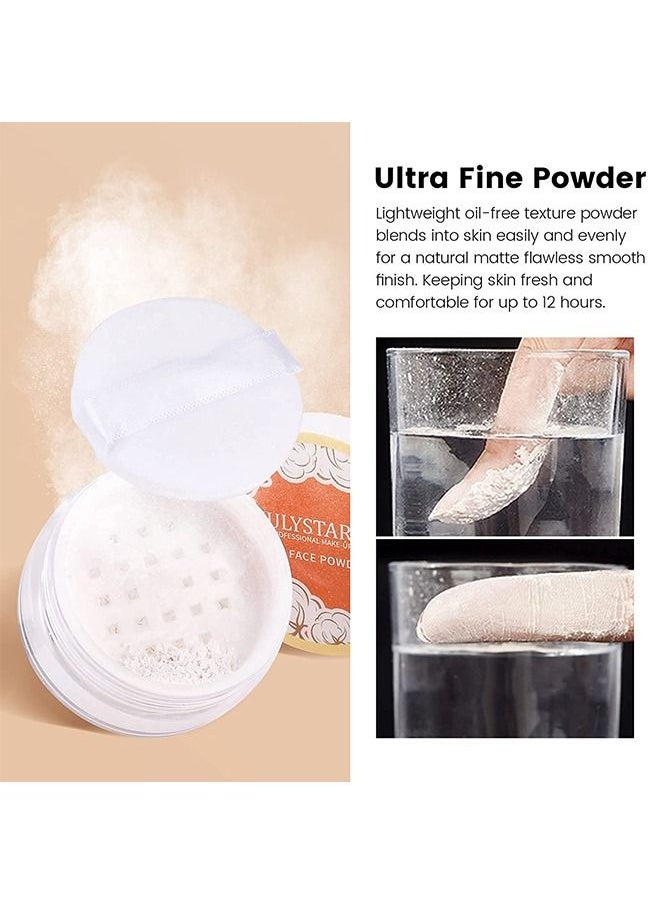 Julystar - Setting Loose Face Powder Matte Setting Powder Oil Control Minimizes Pores Long Lasting Waterproof Setting Powder Makeup Kit For Oily Skin With Soft Focus Effect (Translucent) - Image 1