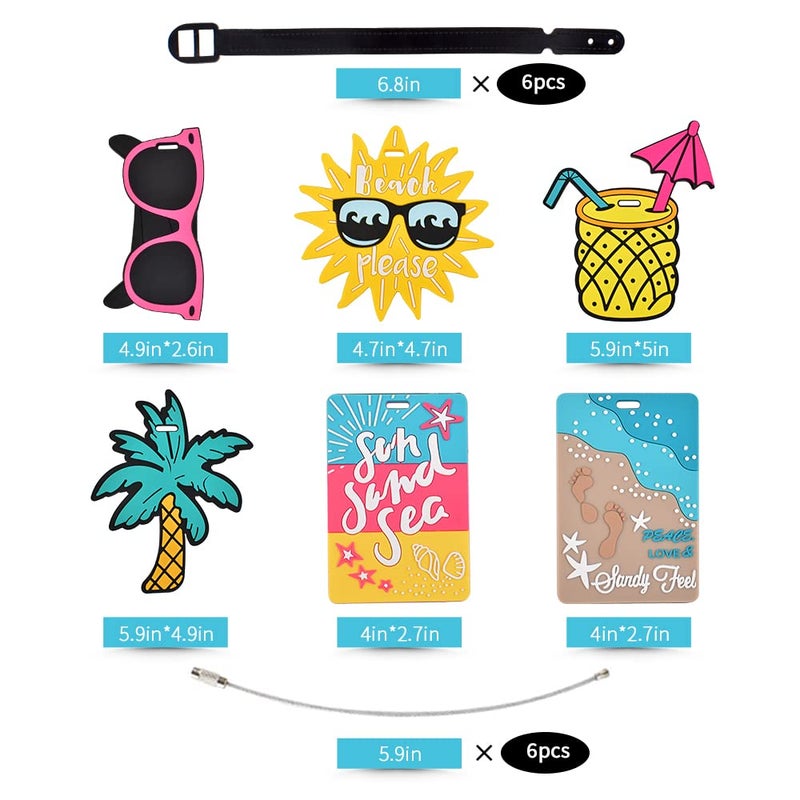 Viociwuo Unique Cute Luggage Tags For Women Men  Travel Suitcase Tags Summer Beach Luggage Tags Series Identify Label With Loop 6Pcs - Image 2