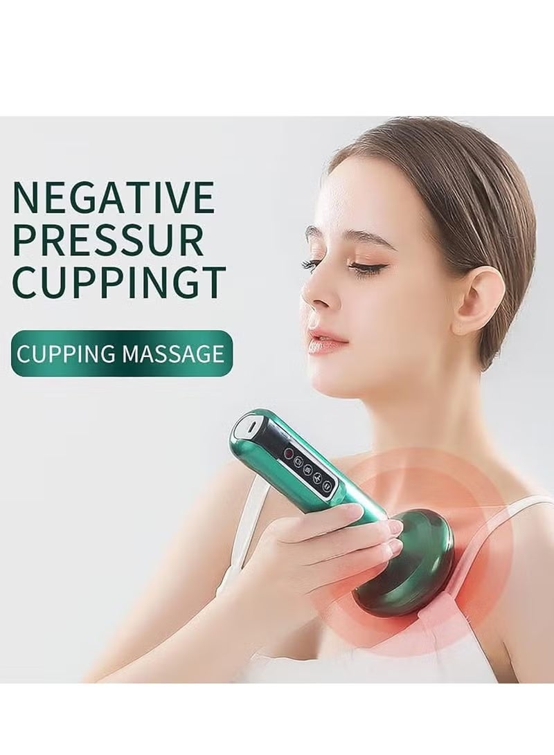 SVINDA Smart Negative Pressure Cupping Massager: for gua sha and cupping, unblocking meridians, detoxification through suction, eliminating stagnation, relieving fatigue and reducing cellulite. Handheld cellulite massager and abdominal fat-reducing massager (green) - Image 3