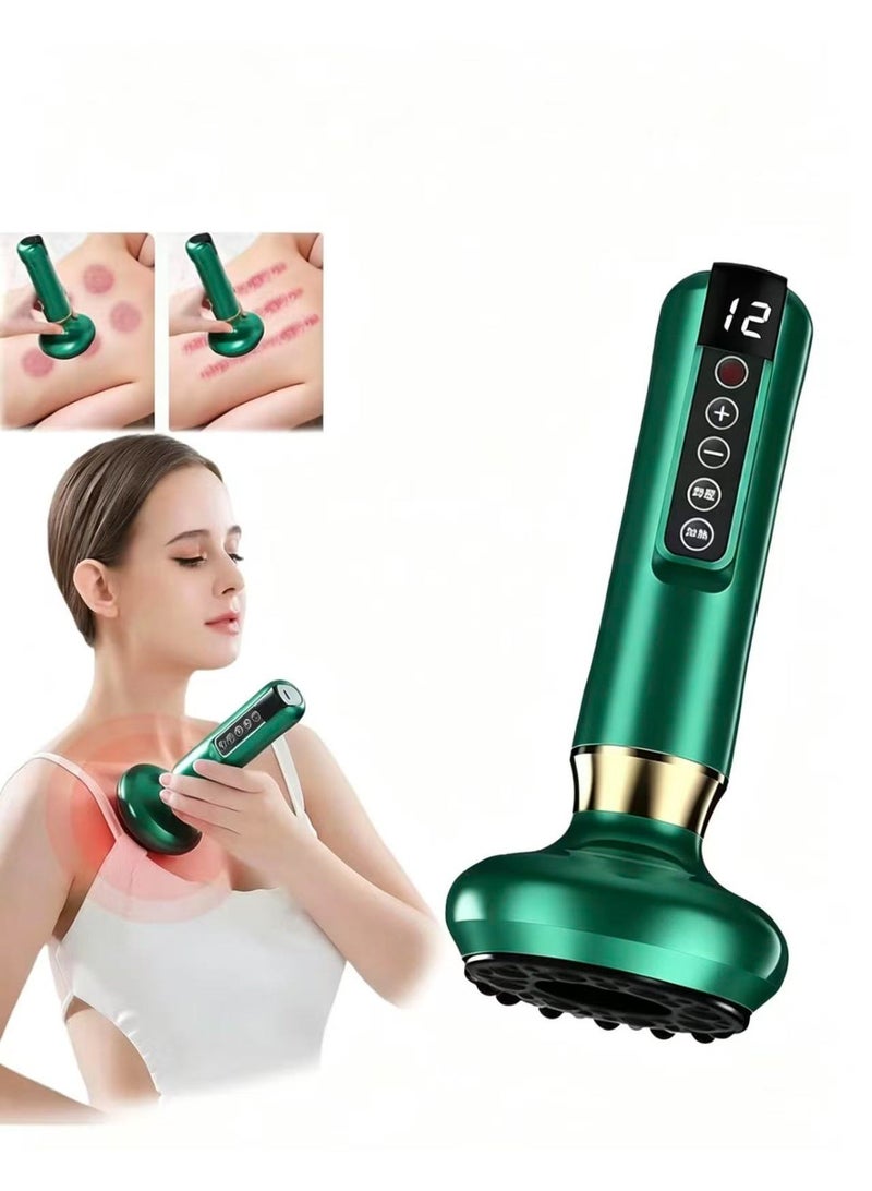 SVINDA Smart Negative Pressure Cupping Massager: for gua sha and cupping, unblocking meridians, detoxification through suction, eliminating stagnation, relieving fatigue and reducing cellulite. Handheld cellulite massager and abdominal fat-reducing massager (green) - Image 1