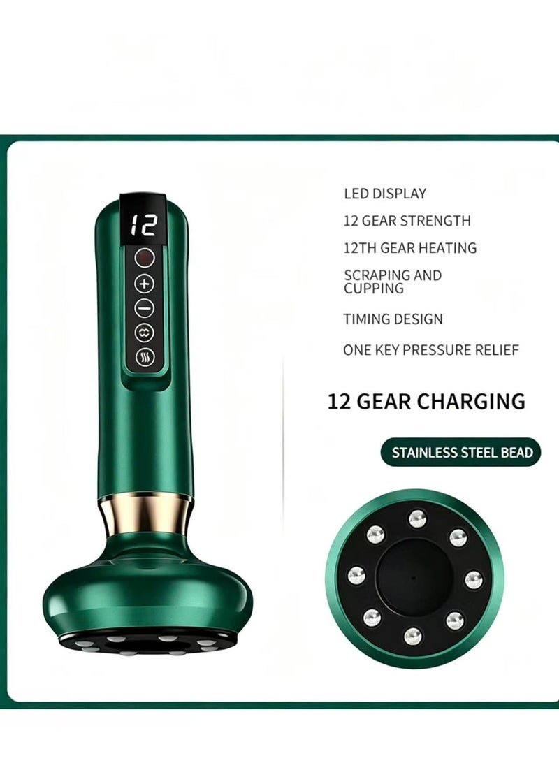 SVINDA Smart Negative Pressure Cupping Massager: for gua sha and cupping, unblocking meridians, detoxification through suction, eliminating stagnation, relieving fatigue and reducing cellulite. Handheld cellulite massager and abdominal fat-reducing massager (green) - Image 2
