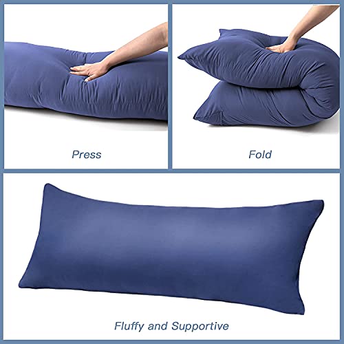 ATOOTFUSION Polyester Luxury Ultra Soft Full Body Pillow Insert for Sleeping (Navy Blue, 20"x54") - Image 5