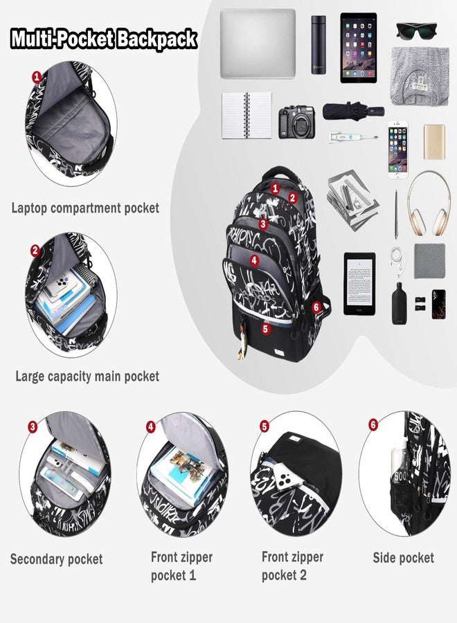 Armbq حقيبة ظهر مدرسية للأطفال من Armbq، مناسبة للأولاد، حقيبة كتب عادية للمرحلة الابتدائية والمتوسطة، مزينة بطبعات حروف الأبجدية، مقاس 12.99 × 7.87 × 19.29 بوصة، طراز B - Image 3