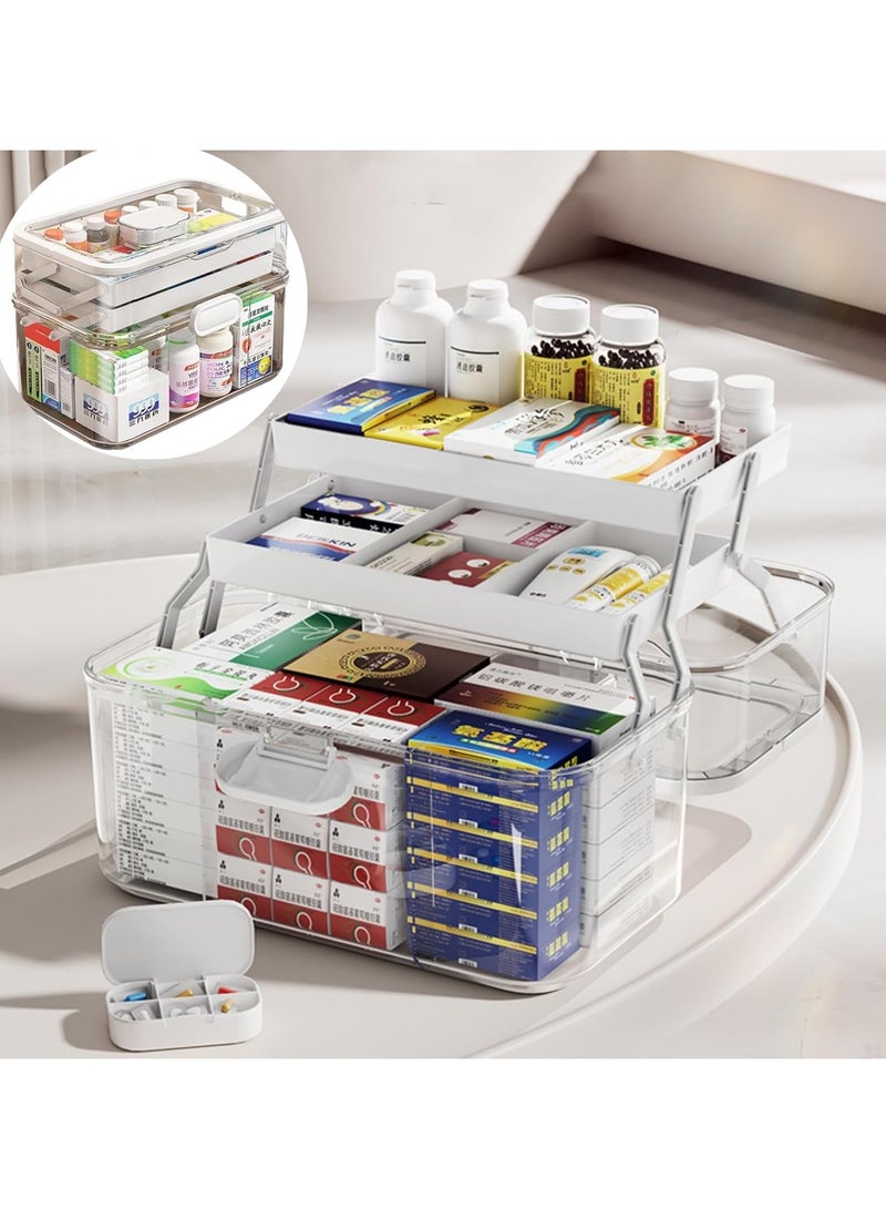 YQbest Large Medicine Storage Box, Portable Medical Box Family First Aid Empty Medicine Storage Box, 3 Layers Multipurpose Storage Box for Medicine Box Sewing Box Organizer Jewelry Storage - Image 5