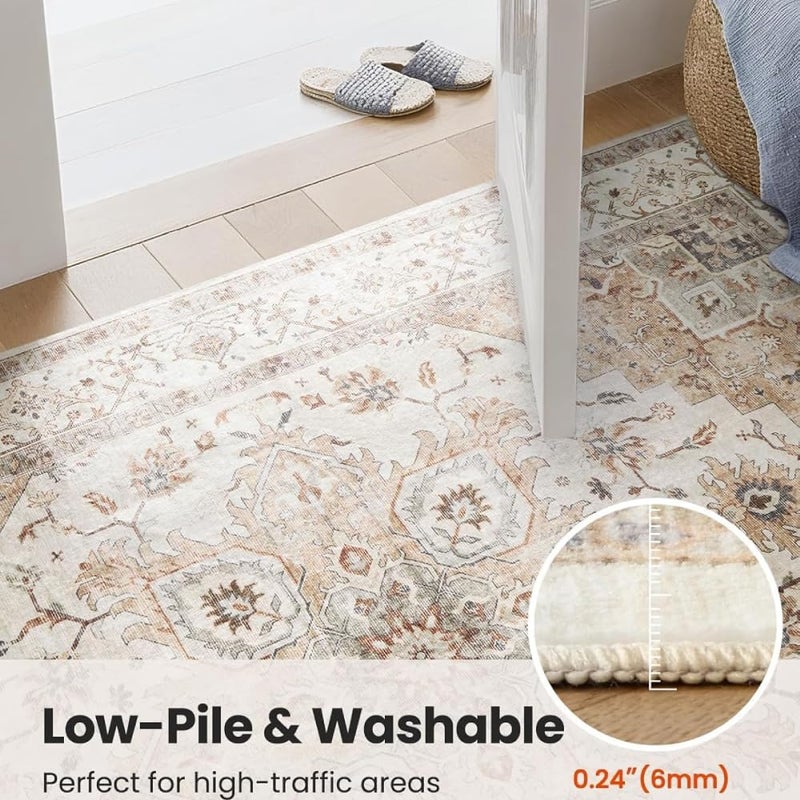 Rubvrenti Area Rug, 160 x 230cm Large Mat Carpet Washable Floor Mat Runner Rug Rectangular Soft Touch Carpet Printed Floor Carpet with Non-Slip Backing for Home Office ﻿ (Large Vintage Carpet -160 * 230cm) - Image 3