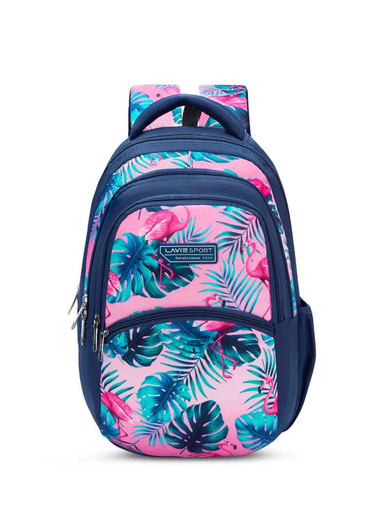 Lavie Sport 30L Flamingos Backpack | 17Inch | (Navy)
