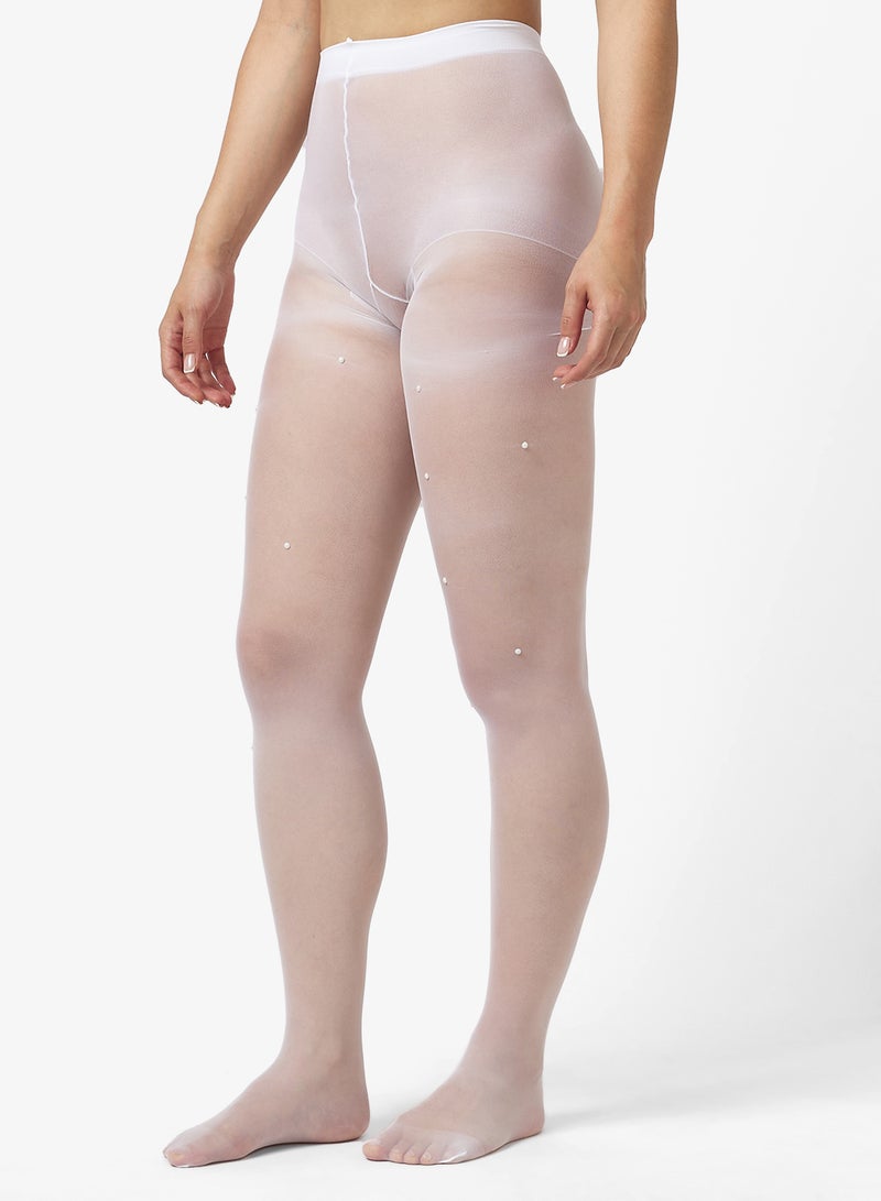 Ginger 15D Sheer Pearl Embellished Stockings - Image 1