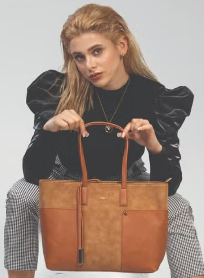 AMICA Alma Double Handle Tote Bag for Women - Brown - Image 5