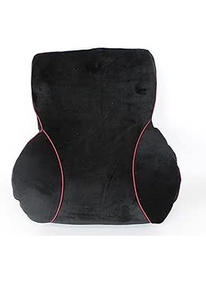 Comfy Back Support Ergonomic memory foam Pillow with adjustable strap for Office Chair and Car Seat - Black and Red