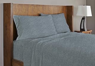 ROYALE LINENS ROYALE LINENS Soft Tees Luxury Cotton Modal Jersey Knit Sheet Set, Chambray, Twin  - Image 1