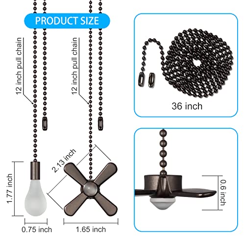 LDCREEE Ceiling Fan Pull Chain , Including 4Pcs Beaded Ball Fan Pull Chain Pendant, Extra 8Pcs Pull Loop Connectors, 2Pcs 36 inches Fan Pull Chain Extension. (Oil Rubbed Bronze) - Image 2