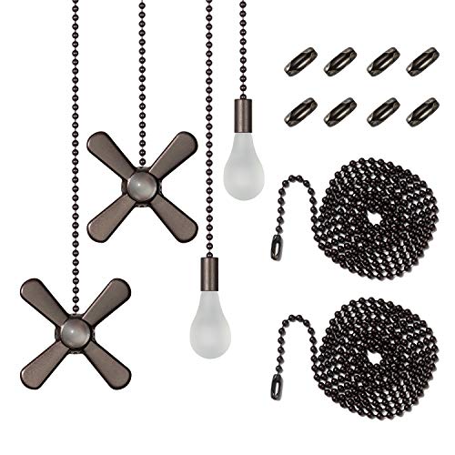 LDCREEE Ceiling Fan Pull Chain , Including 4Pcs Beaded Ball Fan Pull Chain Pendant, Extra 8Pcs Pull Loop Connectors, 2Pcs 36 inches Fan Pull Chain Extension. (Oil Rubbed Bronze) - Image 1