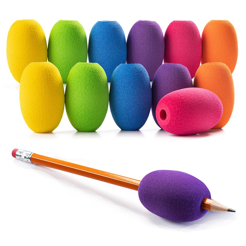 Special Supplies Egg Pen-Pencil Grips for Kids and Adults Colorful, Cushioned Holders for Handwriting, Drawing, Coloring - Ergonomic Right or Left-Handed Use - Reusable (12-Pack) - Image 1