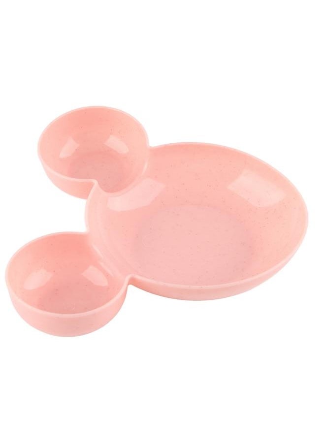 NIBEMINENT Baby Bowl Cartoon Shape Dinner Plate Reusable Plastic Children Tableware with Double Ear Pink Bowl Chopsticks Spoon Fork  - Image 4