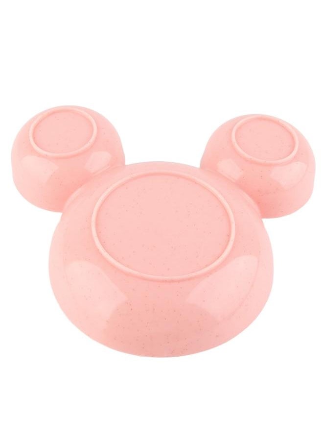 NIBEMINENT Baby Bowl Cartoon Shape Dinner Plate Reusable Plastic Children Tableware with Double Ear Pink Bowl Chopsticks Spoon Fork  - Image 2