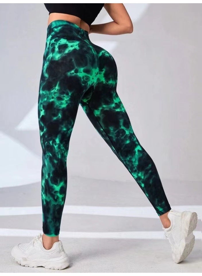 NIBEMINENT Seamless Tie-Dye High-Waisted Yoga Pants - Butt-Lifting Workout Leggings for Women, Squat-Proof Gym Running Tights with Tummy Control - Image 1
