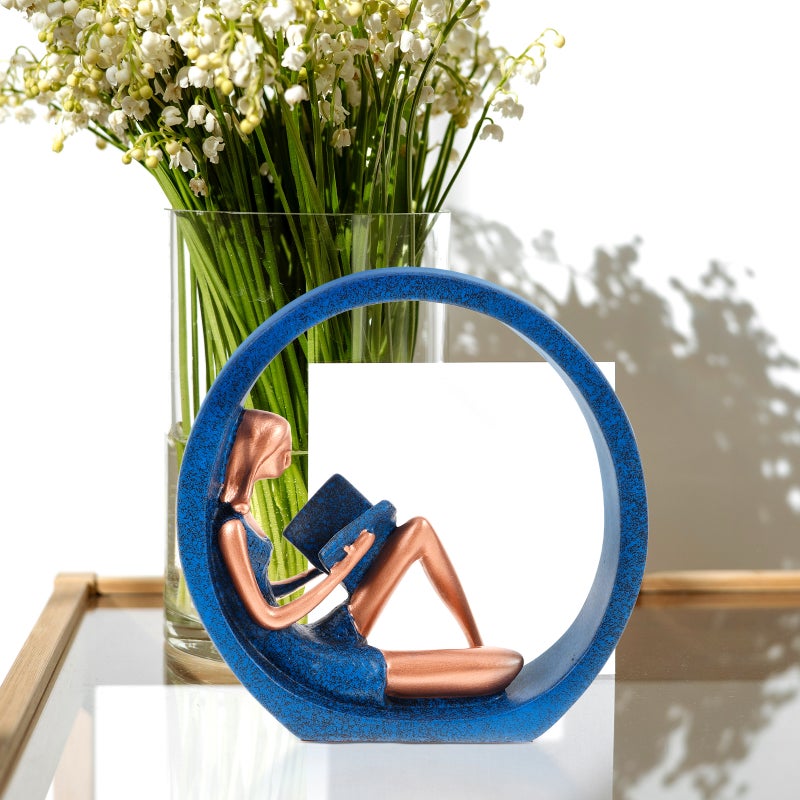 1pc Reading Girl Statue Beautiful Women Resin Statues Living Room Home Decor Ornament - Image 5