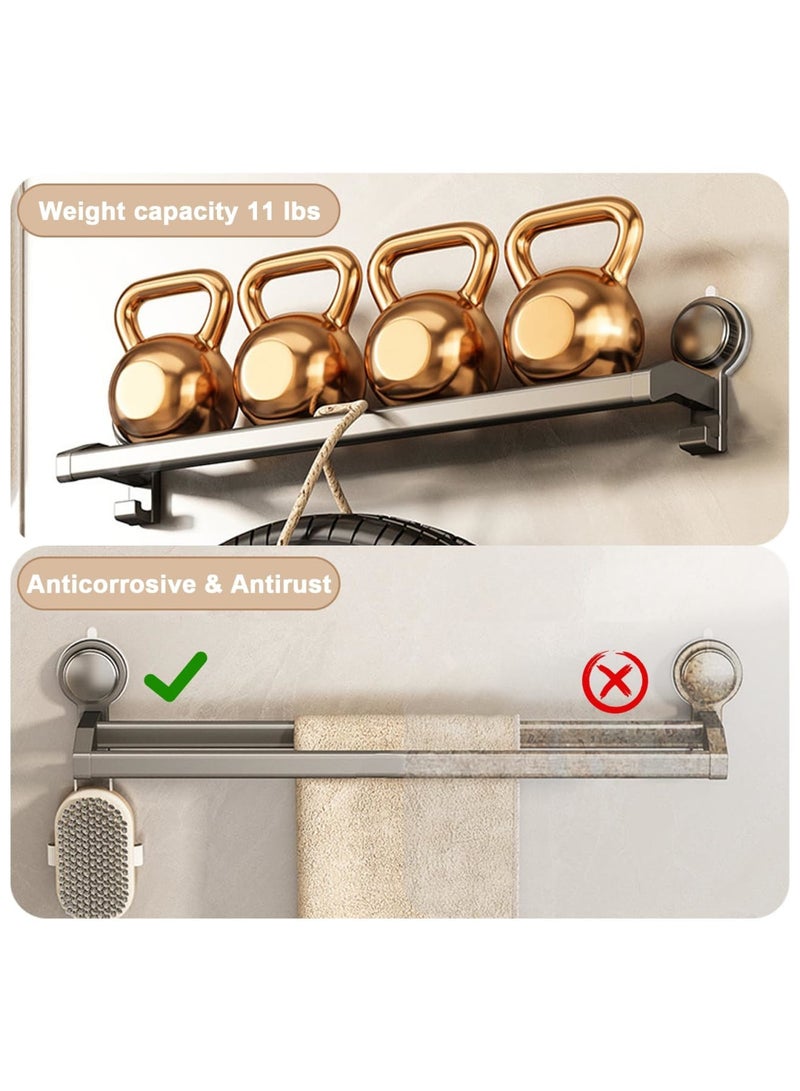 SYOSI Suction Cup Double Towel Bar with Hooks, 20 Inches Bathroom Wall Mounted Double Towel Holder, Waterproof and Rustproof Towel Rail for Bathroom Accessories Decor (Double Bar, 20 inch) - Image 5