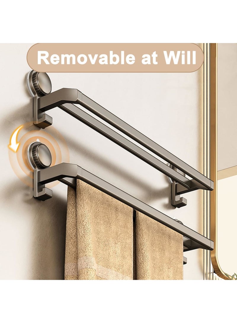 SYOSI Suction Cup Double Towel Bar with Hooks, 20 Inches Bathroom Wall Mounted Double Towel Holder, Waterproof and Rustproof Towel Rail for Bathroom Accessories Decor (Double Bar, 20 inch) - Image 4