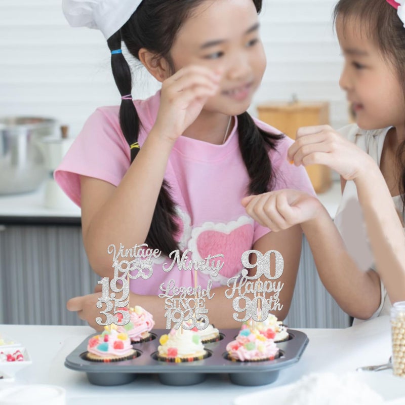 RSSTARXI 48 Pack Vintage 1935 Cupcake Toppers Legend Legend منذ عام 1935 هتافات إلى 90 Fabulous Fabulous - Image 5
