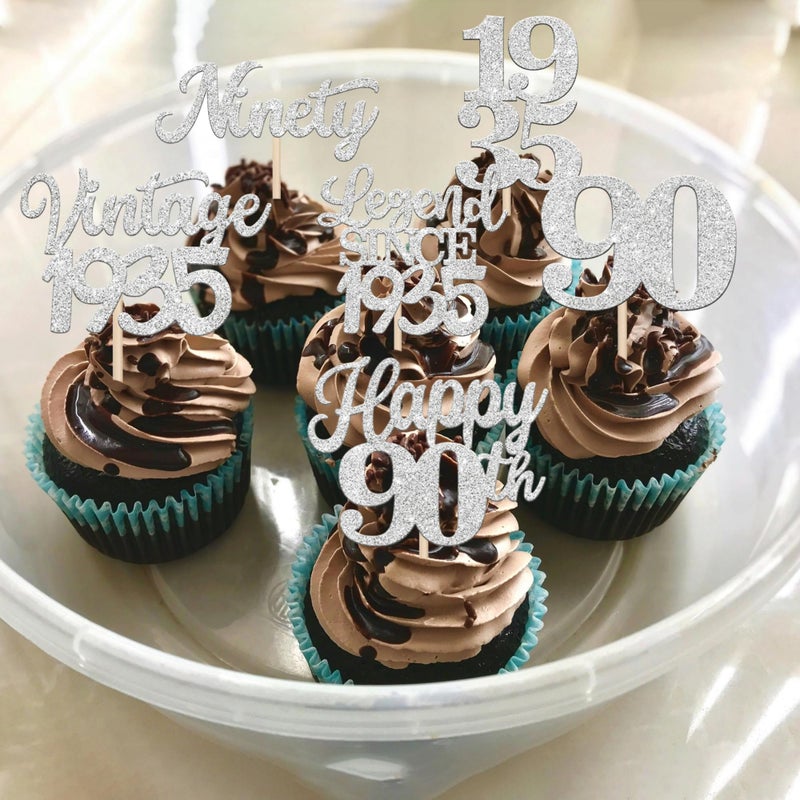 RSSTARXI 48 Pack Vintage 1935 Cupcake Toppers Legend Legend منذ عام 1935 هتافات إلى 90 Fabulous Fabulous - Image 4