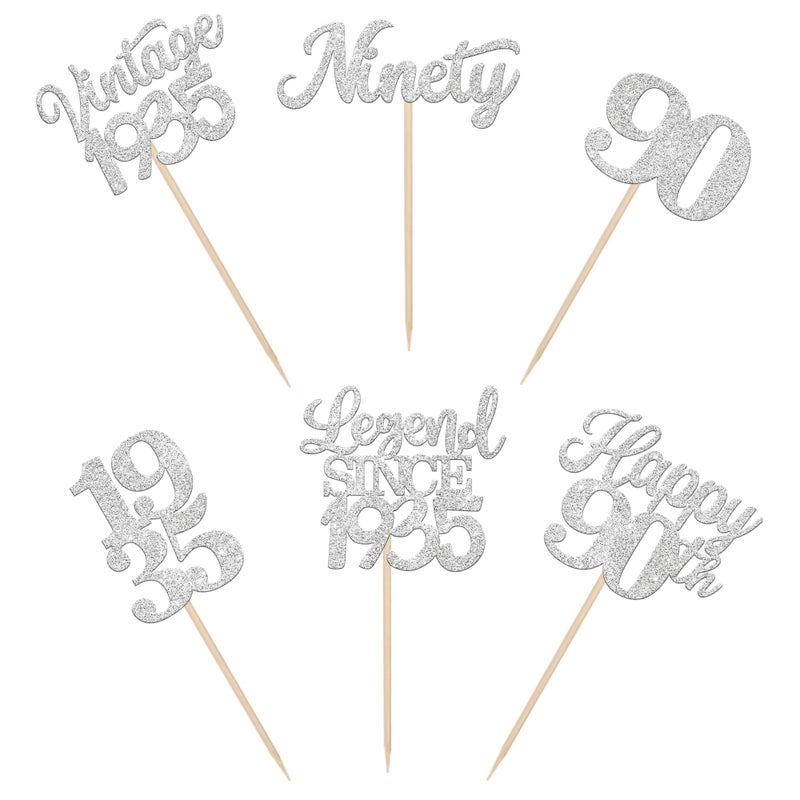 RSSTARXI 48 Pack Vintage 1935 Cupcake Toppers Legend Legend منذ عام 1935 هتافات إلى 90 Fabulous Fabulous - Image 3