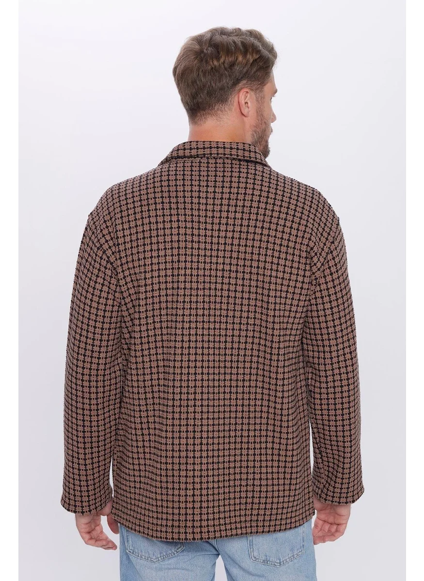 Tudors Men's Relax Fit Casual Cut Double Pocket Dobby Knitted Open Collar Shirt