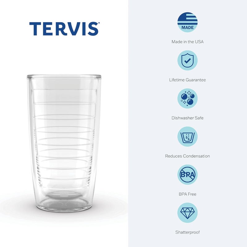 TERVIS فول سوداني - كوب مصنوعة من الفelt مع شعار وغطاء أسود 16 أونصة، شفاف - Image 1