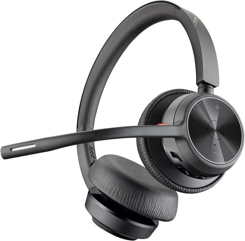 Poly  Voyager 4320 UC Wireless Headset  Charge Stand Plantronics  Headphones with Boom Mic  Connect to PCMac via USBA Bluetooth Adapter Cell Phone via Bluetooth  Works with Teams Zoom More - Image 1