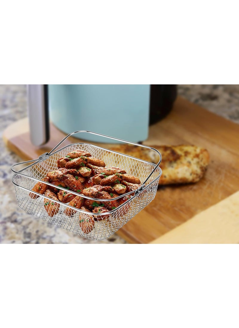 DEMEDO Square Air Fryer Basket for 58QT 6QT COSORI Air Fryer Accessories 304 Stainless Steel Mesh Basket for 6QT Instant Vortex Air Fryer AccessoriesBasket with Handle for Instant Vortex PlusPhillips XXL  - Image 5