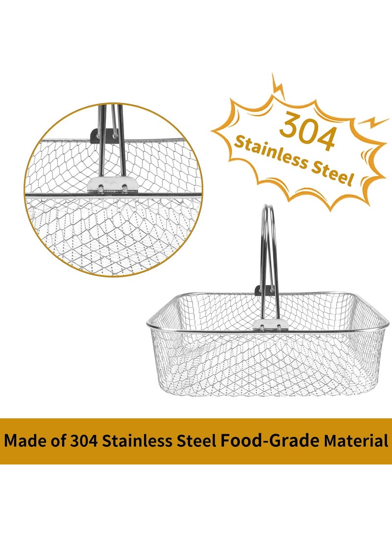 DEMEDO Square Air Fryer Basket for 58QT 6QT COSORI Air Fryer Accessories 304 Stainless Steel Mesh Basket for 6QT Instant Vortex Air Fryer AccessoriesBasket with Handle for Instant Vortex PlusPhillips XXL  - Image 3