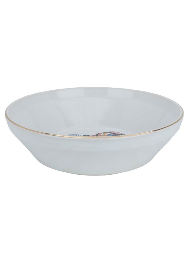 Alsaif Porcelain Serving Plate 24 Cm Round Deep Elephant Pattern White  - Image 1