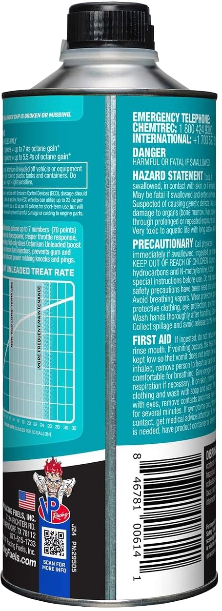 VP Racing 29505, Octanium Unleaded Octane Booster - Quart (8 Pack) - Image 5