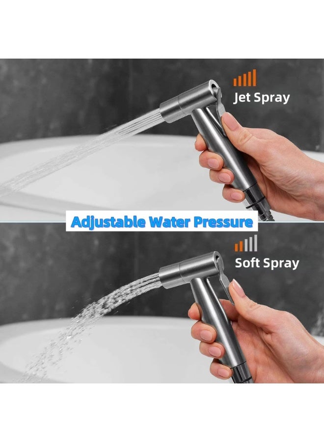 Chase Up Shattaf Set Bidet Sprayer for Toilet – 304 Stainless Steel Handheld Jet Spray Set | Adjustable Water Pressure, 47" Hose, Wall & Toilet Mount | Personal Hygiene, Feminine Wash & Baby Care - Image 2