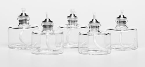 Firefly Refillable, Clear Glass Unscented Tealight Candles - 5 Pack - Bulk Long Burning Tea Lights Cotton Wick & Holder Included - Image 1