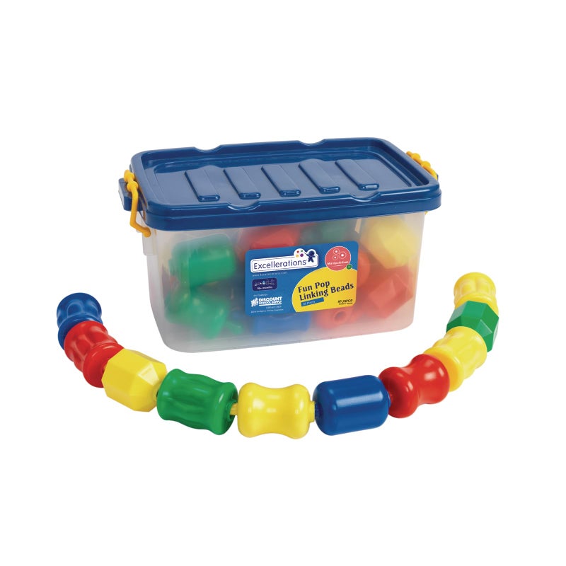 Excellerations Early STEM Toy, Connecting, Fun, Linking, Pop Beads for Toddlers, Snap Lock Beads Set in Storage Bin, Pack of 28 - Image 5