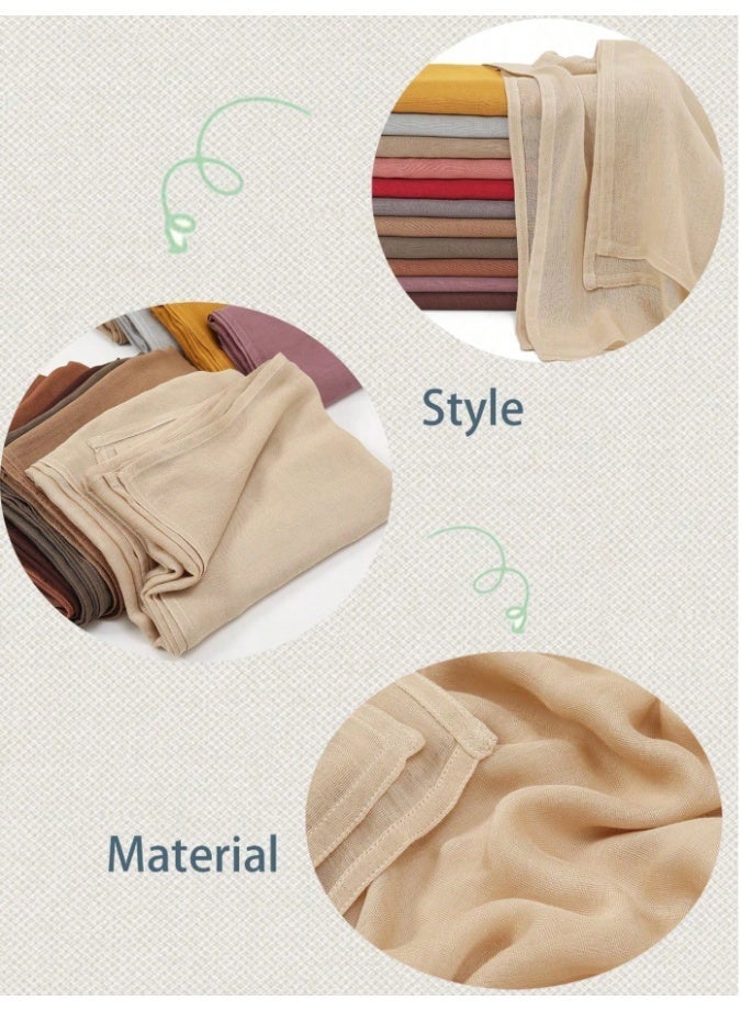 1PCS Women's Bohemian Style Rayon Scarf, Suitable For Outdoor Hijab And Daily Wear As Cover-Up - Image 5