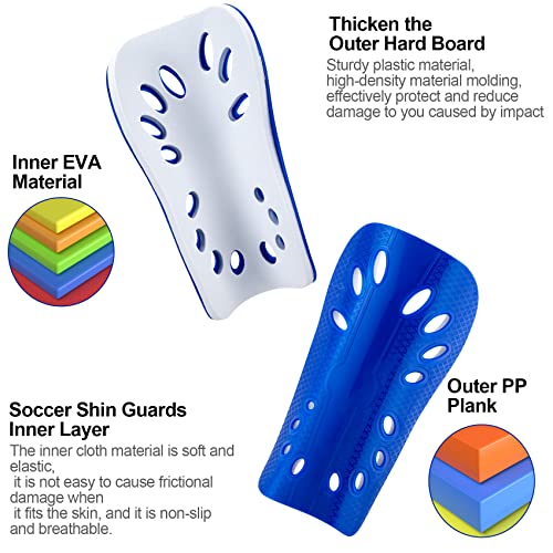 ANCIRS 2 Pairs Soccer Shin Guards for Kids Adults, Breathable Shin Guard Sleeves for Boy & Girl Football Games, Protective EVA Cushion for Youth Men & Women- Blue & Black - Image 3