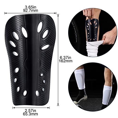 ANCIRS 2 Pairs Soccer Shin Guards for Kids Adults, Breathable Shin Guard Sleeves for Boy & Girl Football Games, Protective EVA Cushion for Youth Men & Women- Blue & Black - Image 2