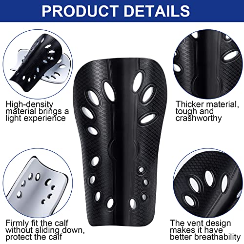 ANCIRS 2 Pairs Soccer Shin Guards for Kids Adults, Breathable Shin Guard Sleeves for Boy & Girl Football Games, Protective EVA Cushion for Youth Men & Women- Blue & Black - Image 4