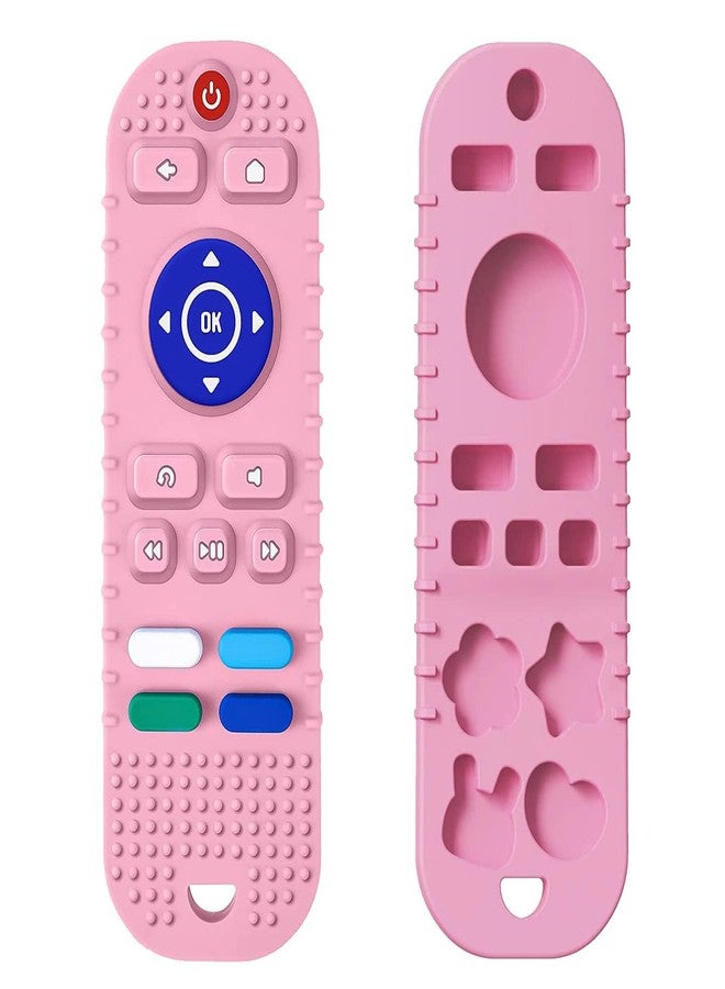 Gvnd ألعاب تسنين سيليكون من جي في إن دي للأطفال الرضع والصغار، مزودة بجهاز تحكم عن بعد، ألعاب مضغ للأطفال، خالية من مادة BPA، قابلة للتجميد، آمنة للاستخدام في غسالة الصحون والثلاجة (لون وردي) - Image 1