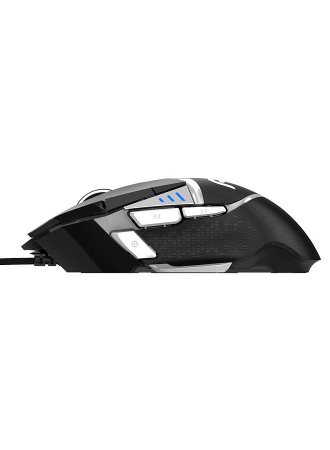 Dearmo F35 Wired Gaming Mouse Rgb Mouse For Pubg Esports Adjustable Weight Mouse Black And White 6000dpi