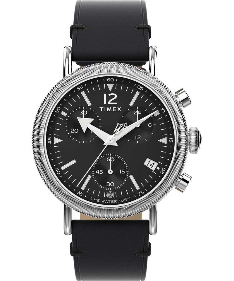 Timex Mens Waterbury Traditional 40mm Watch Black Strap Black Dial SilverTone Case - Image 2