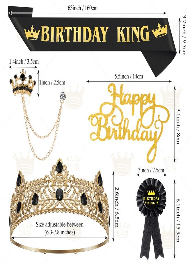 Junkin Jukin 5-Piece Birthday Accessory Set - King Crown, Sash, Badge, Pin, Brooch - Men's Birthday Party Accessories - Image 3