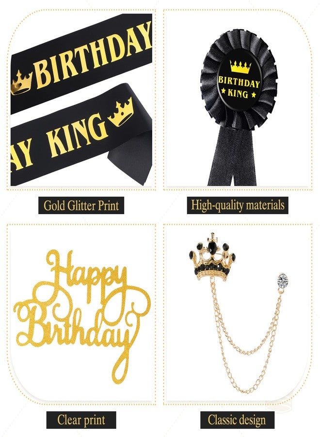 Junkin Jukin 5-Piece Birthday Accessory Set - King Crown, Sash, Badge, Pin, Brooch - Men's Birthday Party Accessories - Image 4