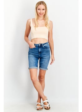 Mohito Women Regular Fit Wash Denim short, Blue  - Image 3