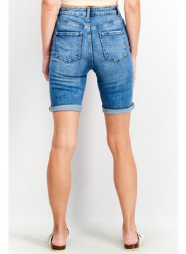 Mohito Women Regular Fit Wash Denim short, Blue  - Image 4