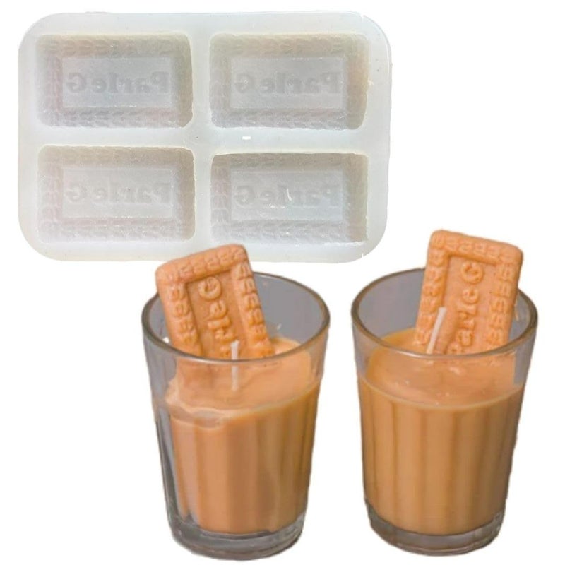 53 Arts Parle-G Biscuit Silicone Mould | 4-Cavity Candle Making Mould | DIY Wax, Resin, Soap, Chocolate & Craft Mould | Reusable, Flexible & Heat-Resistant - Image 1