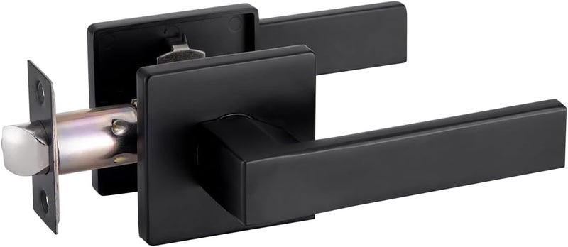MENDOCK Passage Door Lever Dummy GreenShield Exterior Interior Door Handle for Hallway Closet Heavy Duty Non-Locking Lever Sets No Key Door Knob for Right Left Handed Door (1 Pack, Matte Black) - Image 1